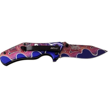 Defense Divas® Knives & Knuckles Psychedelic Swirl Boho Etch Folding Pocket Knife
